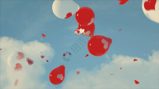 情人节爱心气球背景GIF图片