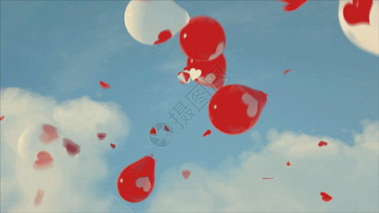 浪漫爱心气球情人节爱心气球背景GIF高清图片