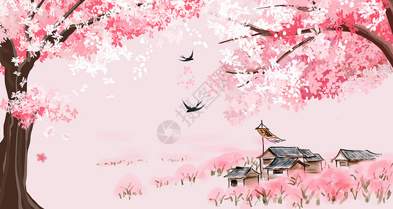 梨花树春天背景设计图片
