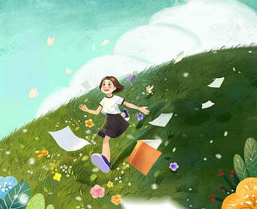 儿童图书日儿童读物阅读世界温馨画面插画