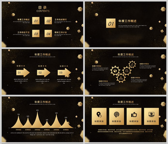 黑金色商务工作汇报PPT模板图片