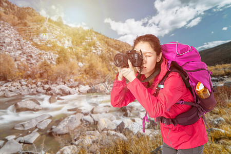 高塔特拉山区红色登山运动设计图片