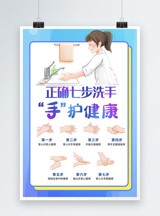 洗手图片七步洗手法海报模板