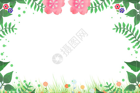 草边框素材春天背景设计图片