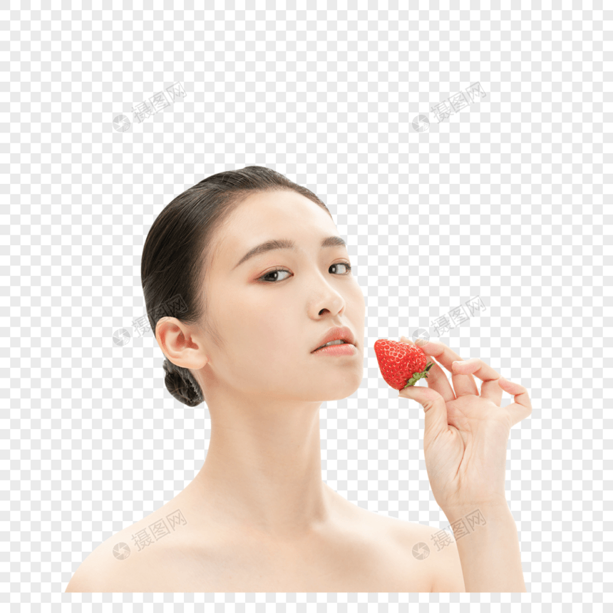 美妆少女与草莓图片
