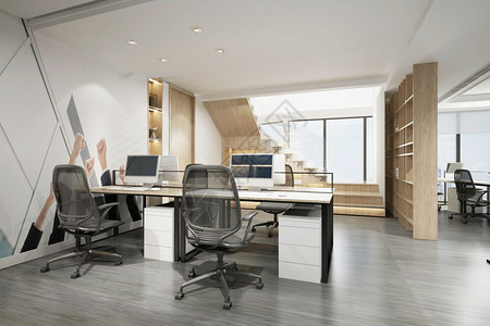商务桌3D办公场景模型设计图片