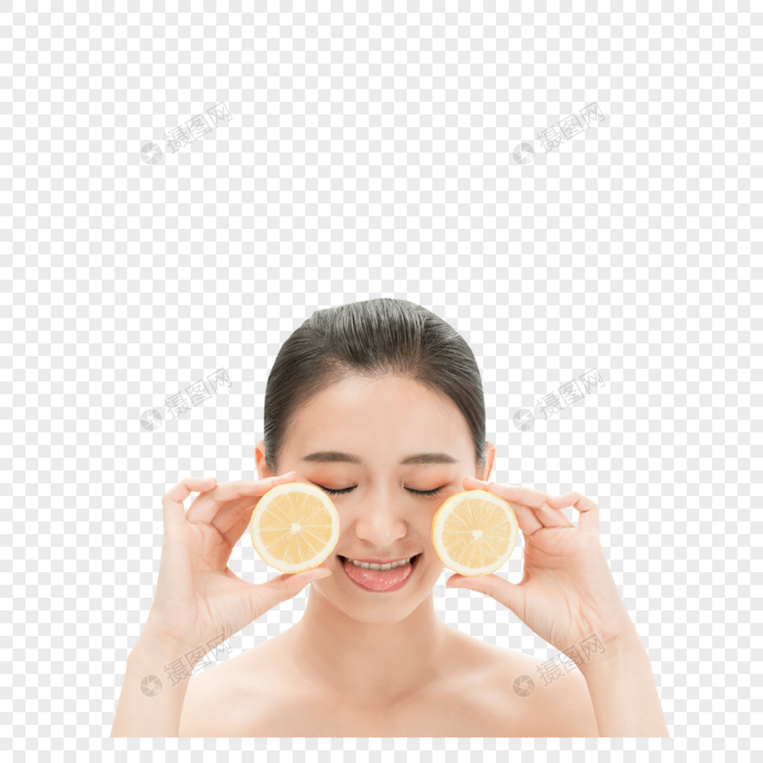 美妆少女与柠檬图片