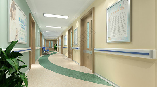 疫情复工立体微场景医院病房走廊设计图片