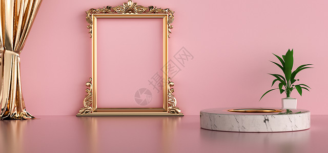 镜子边框几何电商背景设计图片