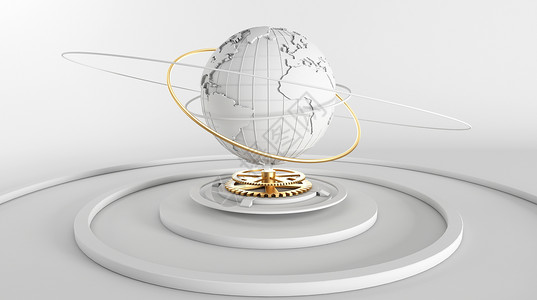 金色圆环特效地球和齿轮设计图片