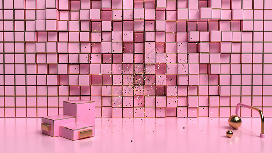 粉红色简约电商场景图片