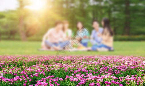 春女孩春天花朵背景设计图片