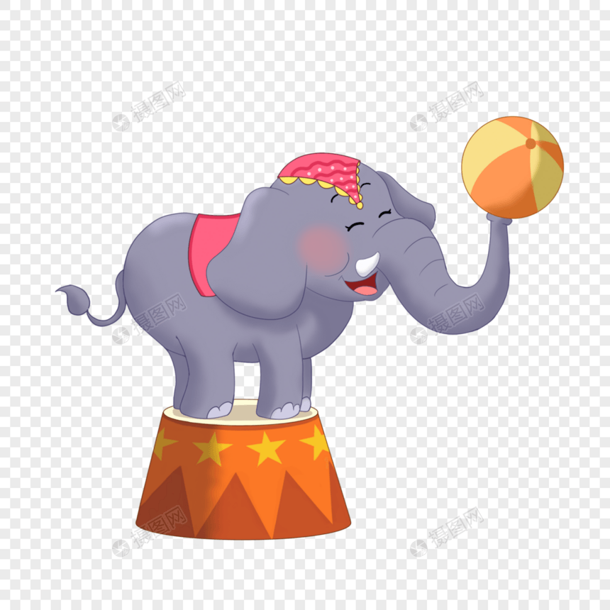 愚人节大象顶球卡通元素图片