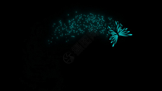 透明泡泡蓝色飞舞的蝴蝶GIF高清图片