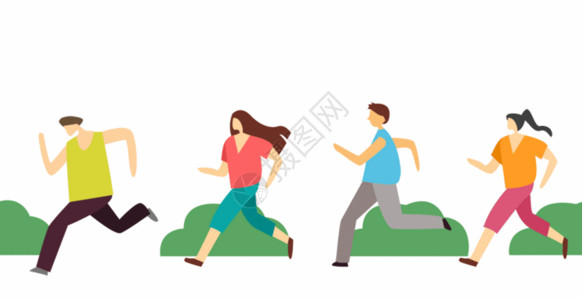 男人与女人手绘跑步的小人装饰花边边框分割线GIF高清图片