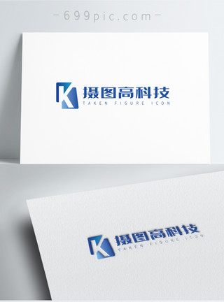 单位logo简约蓝色高科技Klogo设计模板