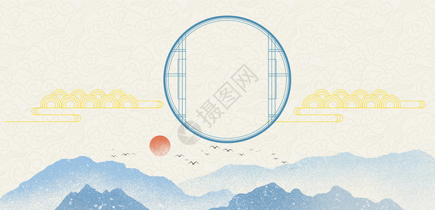 水墨圆形中国风背景设计图片