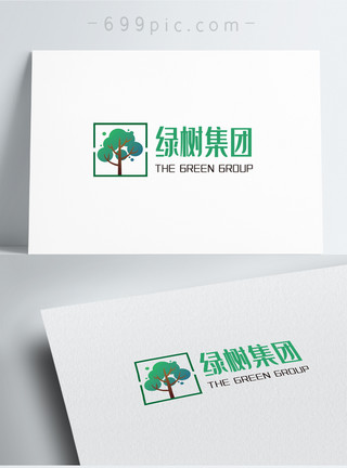 树干枯树干植物绿色大树植物logo设计模板