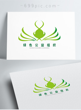 环保标志图片绿色几何形状logo设计模板