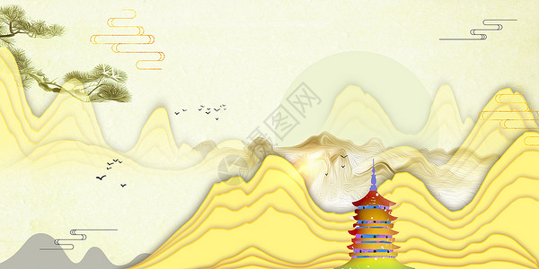 蒲甘的佛塔中式背景设计图片
