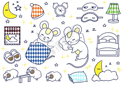 胶带设计老鼠睡觉手账胶带贴纸装饰插画