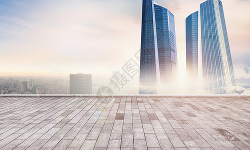 云雾建筑商务城市背景设计图片