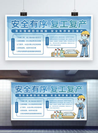 安全有序复工复产企业宣传海报模板