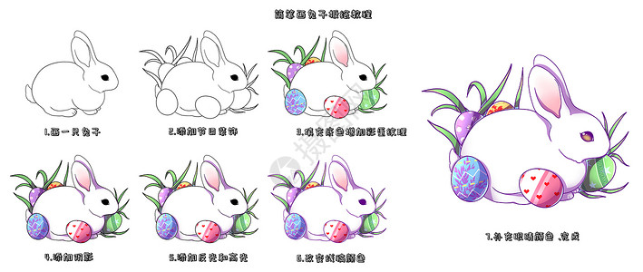 简笔画兔子板绘教程高清图片
