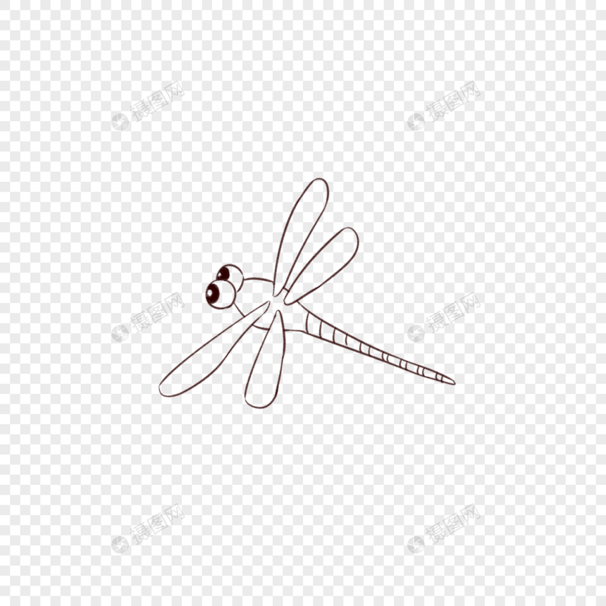 蜻蜓线稿图片