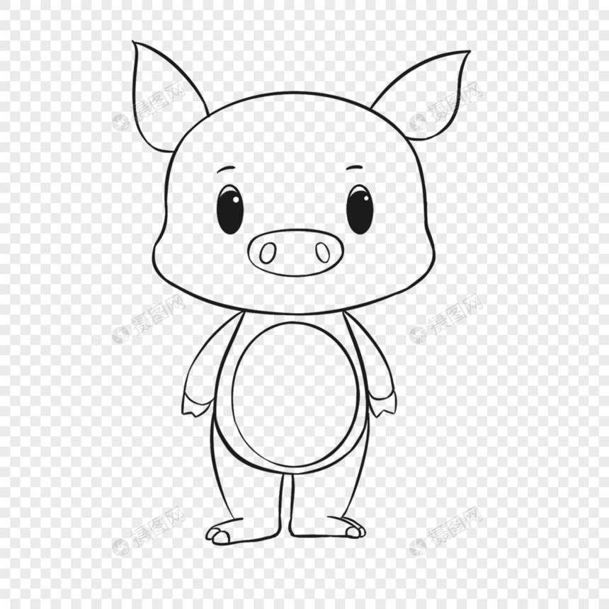 小猪简笔画线稿图片