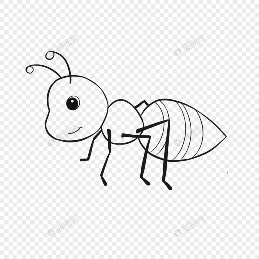蚂蚁简笔画线稿图片