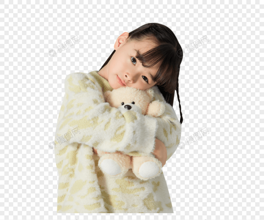 小女孩抱着娃娃图片