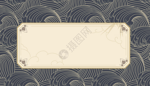 水墨标签贴中国风背景设计图片