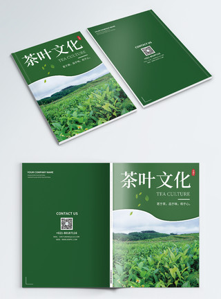 书籍与茶素材绿色春茶文化宣传画册封面模板