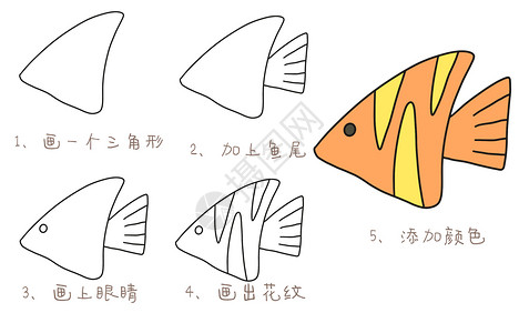 热带鱼简笔画教程背景图片