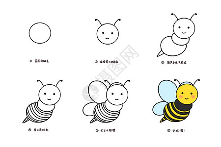 小蜜蜂简笔画教程插画