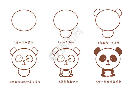 熊猫简笔画步骤插画