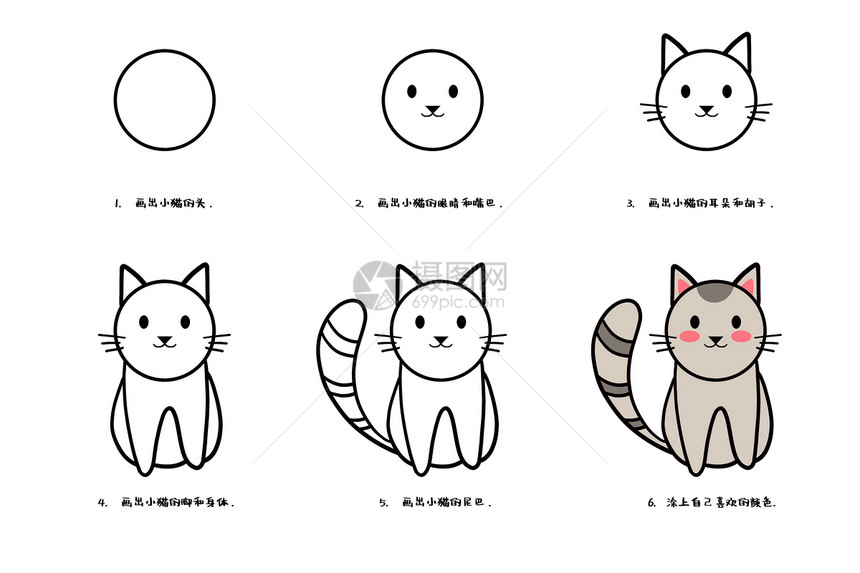 小猫简笔画教程图片