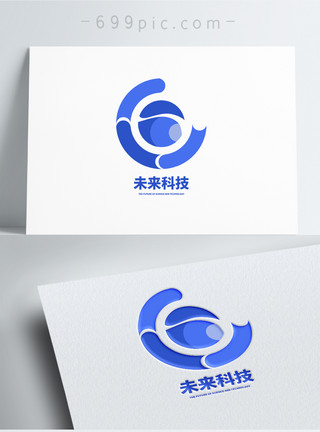 平面模型蓝色未来科技logo设计模板