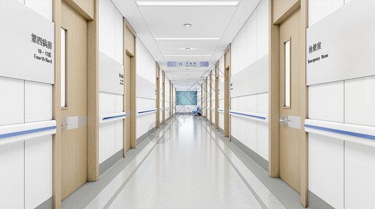医院上墙素材ICU病房走廊场景设计图片