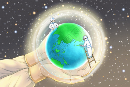 医生戴手套全球战疫保护地球GIF高清图片