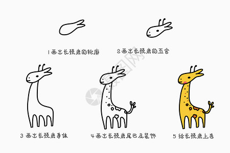 长颈鹿简笔画教程背景图片