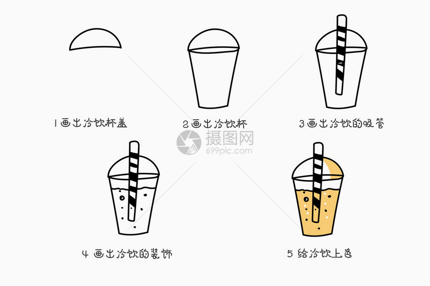 饮料简笔画教程图片