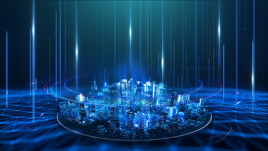 圆粒子蓝色科技城市设计图片