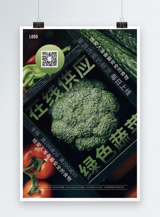 免配送费在线供应绿色蔬菜促销海报模板