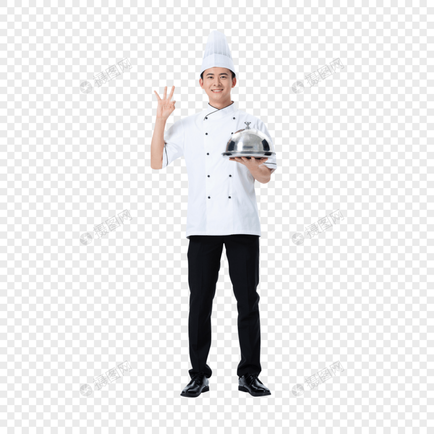 捧着菜品的厨师ok手势图片