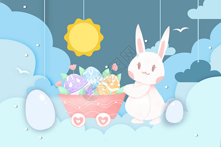 复活赛复活节睡觉的兔子插画