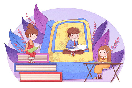 幼儿园书包世界读书日插画插画