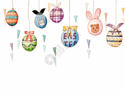 靠着彩蛋兔子复活节装饰复古彩蛋GIF高清图片