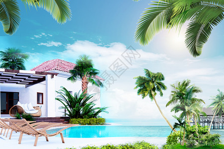 热带房子海边度假设计图片